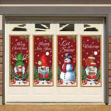 4pcs Christmas Porch Banner Set - Seasonal Holiday Outdoor Hanging Flags, Polyester, Multipurpose, No Electricity Needed, Festive Design For Doorway, Wall And Yard Decor