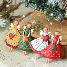 1 PIEZA Decoración de ángel de madera, decoraciones de árbol de Navidad 2D y artesanías navideñas, decoraciones de escena, decoraciones navideñas, decoraciones de habitación, decoraciones para el hogar, decoraciones de oficina, decoraciones para fiestas temáticas, decoraciones de Navidad