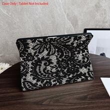 Black & White Lace Pattern Protective Case - Ideal For Elegant Pursuers And Vintage Style Enthusiasts (Hot: Vintage Tablet Accessories), With Pen Slot, Compatible With IPad Pro (M5)/IPad Air (M3)/IPad 11 Inch (A16)/IPad 10.9/10.2/IPad Air 5th Gen/IPad Pro 11/10/9.7/IPad Air 2/IPad 7th Gen/IPad 8th Gen - Multicolor - View 9