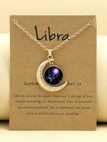 1pc-12pcs Retro Luminous Moon 12 Zodiac Signs Pendant Necklaces, Party Birthday Gifts & Daily Wear