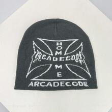 1 件秋冬美国街头十字字母针织帽，温暖男女款复古嘻哈滑雪帽秋季 - 彩色 - 查看 15