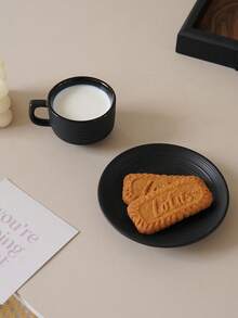 1pc Matte Ceramic Coffee Cup & Saucer Set, Elegant Luxury Tableware For Home, Office, Afternoon Tea, Suitable For Bedroom, Living Room, Dining Room, Great Gift & Party Supplies - Black - View 5