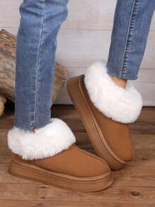 Furry Slippers, New Autumn/Winter Outdoor/Indoor Thick Sole Warm Boots,Snow Boots - Brown - View 3