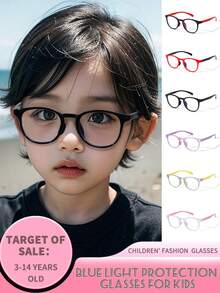 1 Pair Kids Oval Frame Fashion Non-Prescription Glasses, Suitable For Boys And Girls Daily Decoration, Back To School, Holiday, Travel, Halloween Party, Photography Props
