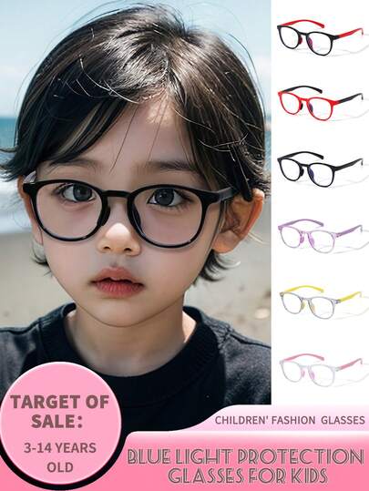 1 Pair Kids Oval Frame Fashion Non-Prescription Glasses, Suitable For Boys And Girls Daily Decoration, Back To School, Holiday, Travel, Halloween Party, Photography Props