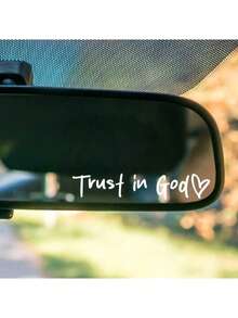 "Trust In God" Christian Miracle Workshop Rearview Mirror Decal - Self-Adhesive, Shiny, Perfect For Teachers And Religious Gifts, Heart-Shaped Symbol, Religious Car Accessory | Inspirational Quote | Easy To Install, Christian Decor, Home Decor Wall Decor Room Decor Wall Stickers Wall Sticker Stickers
