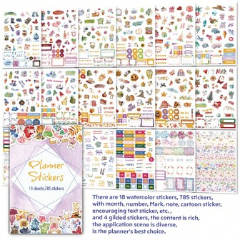 785 Pcs Vintage Planner Stickers - Vintage Season Monthly, Weekly And Daily Planner Stickers 18 Sheets, Original Aesthetic Planner Stickers, Essentials Month By Month Planner Stickers, For Festivals And Scheduling,For Memos And Diaries, Keeping Track Of Life, Daily Planning, Time Management,Creative Planning Decoration Material For Personalized Scrapbook, School Stationery,Calendar And Junk Diary Embellishment,Back To School