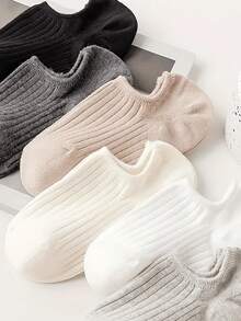 1/3/6 Pairs Solid Pinstripe Boat Socks, Simple Comfy & Breathable Socks, Women's Stockings & Hosiery(1/3/6 Pairs)  Plain    Fabric    Rib-Knit - Không khuôn - Xem 4