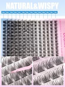 MEM 144Pcs 9-12mm D-Curl Lash Clusters, Soft Lightweight Reusable Segmented False Eyelashes, Beginner DIY Grafting Set For Daily, Travel, Party & Wedding Makeup, Ideal Christmas & Halloween Gift - Black - View 6
