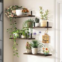 Floating Shelves For Room Decor, 4 Sets Wall Storage, Wood Mounted Shelf For Bedroom, Bathroom, Book Shelf, Dark Carbonized Black