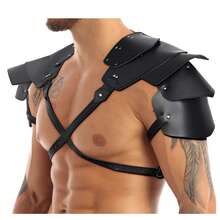 1pc Medieval Warrior Chest Harness, Adjustable PU Leather Shoulder Armor With Waist Belt, Suitable For Halloween Party - Multicolor - View 10