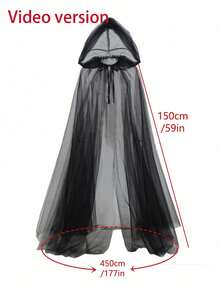 1pc Bride Shawl Halloween Party Cloak Ghost Bride Shawl Witch Vampire Cosplay Game Hooded Cape Horror Party Festival Costume Props Ideal Choice(300*150cm/118*59in)