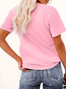 Fashionable Y2K Vibrant Denim Style Women's Short Sleeve T-Shirt - Exquisite Dance Element Pattern, Machine Washable, Easy-To-Match Casual Top, Polyester Blend, All-Season Comfort, Multiple Colors And Sizes Available.Perfect For Dances, Parties, Or - màu đen - Xem 11