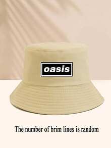 1 Piece Oasis Letter Printing Pattern Bucket Hat For Women Men Fisherman's Hats Sunscreen Windproof And Warm Suitable For Daily Leisure Black/White/Beige