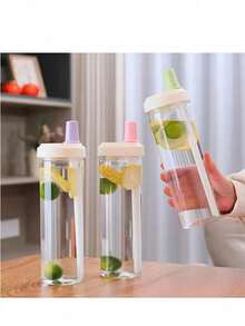 1个大吸管杯：透明塑料瓶，适合果汁、牛奶和直接饮用 - 彩色 - 查看 10