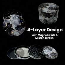 2 Inch Marble Pattern Herb Grinder Spice Mill Mortar Pestle Salt Crusher Tobacco Bud Vanilla Portable 4 Sections Manual Zinc Alloy Tobacco Raw Grass Grinder Cigarette Smoking Accessories Gift