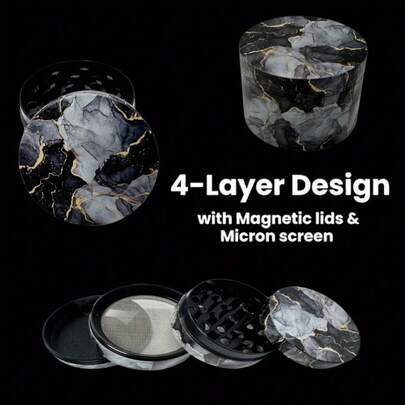 2 Inch Marble Pattern Herb Grinder Spice Mill Mortar Pestle Salt Crusher Tobacco Bud Vanilla Portable 4 Sections Manual Zinc Alloy Tobacco Raw Grass Grinder Cigarette Smoking Accessories Gift
