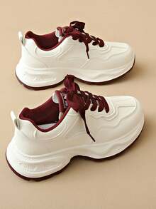 Women's Chunky Sneakers, 2025 New Arrivals, Autumn Thick-Soled Casual Comfortable Athletic Shoes - Red - View 5