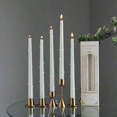 2pcs/Box Pearl Stem Candles, European Romantic Candlelight Dinner Atmosphere Decorative Candle Sticks, Best Gift For Family And Friends, 25cm/9.84in, 30cm/11.81in, Two Length Options