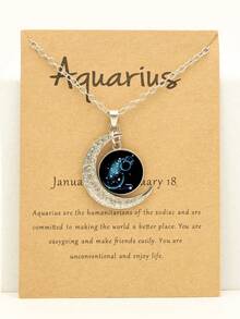 1pc-12pcs Retro Luminous Moon 12 Zodiac Signs Pendant Necklaces, Party Birthday Gifts & Daily Wear