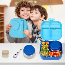 Lunch Box Kids With 12oz Soup Thermo,4 Compartments Lunch Box Containers Kids, Includes Foldable Spoon &Sauce Jar, BPA&Leak Proof,Insulated Food Jar Travel,School,Picnic Halloween Man Women Kids