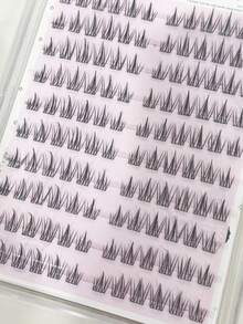 120 件黑色向日葵无胶假睫毛，透明自然分段自粘 C 型卷睫毛 - C - 查看 12