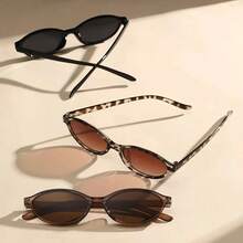 3-Pack Unisex Y2K Basic Small Frame Simple Fashion Decorative Glasses, Cat Eye Style Thin Edge Suitable For Party/School Shopping Daily Use Halloween Christmas Return Season Gift Shooting  Durable Stunning Accessories - 3pcs-紋深茶組合 - 查看 4