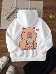 1 Stück Mädchen Lässig bedruckter Pullover Hoodie Sweatshirt, warm thermisch gefüttert, Langarm, Herbst/Winter Studentenbekleidung - und bunter Hoodie, um die Fantasie jedes Kindes anzuregen