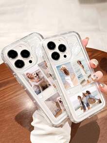 4pcs Custom Heart Decor Photo Frame, Personalized Phone Case Covers Compatible With Iphone 11 12 13 14 15 16 Pro Max, A13 A33 A34 A35 A14 A15 A55 A56 S22 S23 S24 S25 Ultra, Customized With Family, Holiday Photos,International Version, Not The Domestic Version - Clear - View 3
