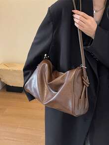 Bolso de almohada de gran capacidad vintage para mujer, nueva moda de piel suave 2025 versátil para cruzar el hombro y llevar debajo del brazo, adecuado para ir al trabajo, otoño/invierno