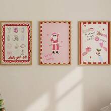 3pcs/Set Pink Christmas Posters, Christmas Wall Decorations, Fashionable And Coquettish Holiday Prints, Christmas Canvas Prints, Cowgirl Christmas Aesthetics, Suitable For Home Decor, Room Decor, Bedroom Decor, Living Room Decoration, Bathroom Decor, Wall Decor, Christmas Decorations For Home, Optional Wall Art With Frame - Multicolor - View 16