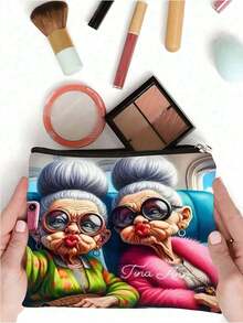 1 Borsa cosmetica reversibile con due motivi a tema nonna, borsa da toilette da viaggio a doppio strato con tasche interne, portamonete per uso domestico, custodia per articoli di cancelleria per studenti, regalo ideale per Natale, Ognissanti, compleanni, cerimonie di laurea, per donne, amici, famiglia, bambini, borsa per forniture scolastiche, organizzatore per cavi da viaggio e cosmetici