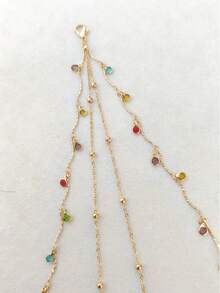 1pc Multicolor Crystal Pendant Chain Waist Chain, Bohemian Style Sexy Body Chain, Minimalist Women Body Jewelry Accessory