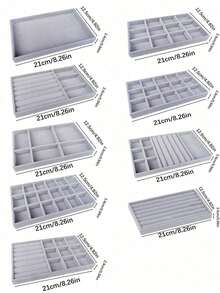 10pcs/Set Jewelry Tray, Jewelry Display Organizer Trays, Stackable Jewelry Tray, Drawer Jewelry Tray, Elegant Jewelry Organizer Tray, Portable Jewelry Stand, Grid Jewelry Tray, Jewelry Storage Tray, Jewelry Box, Jewelry Organizer, Drawer Storage Box, Suitable For Earrings, Necklaces