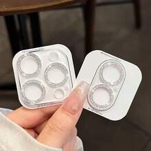 1pc Camera Lens Protector Compatible With IPhone 16 15 14 13 12 11 Pro Max, Individual Metal Rhinestone Ring 9H Hardness Scratchproof Protector, Stylish Accessories, Case Friendly Applicable To Daily Shield, Office, Home Phone Camera Cover Waterproof Shockproof Anti-Fall Anti-Fall Scratch Resistant Anti-Fingerprint Full Cover