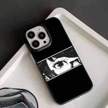 Funda de teléfono transparente y suave con diseño minimalista y fresco, estilo de dibujo a mano de personaje de anime, ojos en blanco y negro, ilustración 2D de chica joven, compatible con iPhone 11/12/13 Pro Max, 14 Plus, 15 Plus, 16 Mini, 12Pro, 13PROMAX, 14PLUS, 15 PRO MAX, 16 PLUS, ideal para regalo de Navidad y Año Nuevo, protección de teléfono, cubierta anti-manchas y anti-salpicaduras, diseño minimalista, alta calidad. - Blanco y Negro - Ver 6