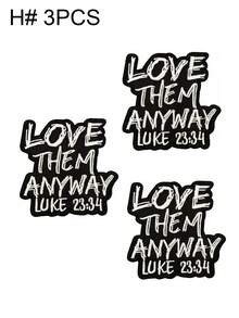 一套3/8/24个黑白正能量文字英文字母刺绣布贴,涤纶材质,徽章贴花,DIY服装熨烫贴片,缝纫配件布贴,适用于背包、牛仔裤、夹克、T恤、帽子、连衣裙等。 - 彩色 - 查看 21