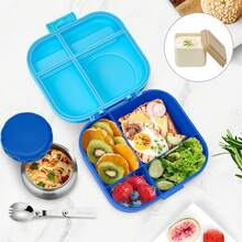 Lunch Box Kids With 12oz Soup Thermo,4 Compartments Lunch Box Containers Kids, Includes Foldable Spoon &Sauce Jar, BPA&Leak Proof,Insulated Food Jar Travel,School,Picnic Halloween Man Women Kids
