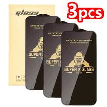 适用于 17/16 Pro Max/15/14 Plus/13/12/11/X/XS/XR/XS Max/7/8/Air 的 3 片装全屏曲面钢化玻璃膜，电镀防指纹高清全覆盖防尘屏幕保护膜，高硅铝合金光滑隐形丝滑触感