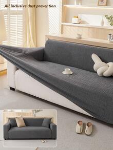 1件装现代简约全覆盖弹力防滑沙发套 - 四季通用提花天鹅绒保护套，宠物友好，防污防刮，适用于1-5座沙发（不含枕套） - 深灰色 - 查看 3