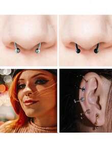 5 buc/3 buc/1 buc Inele false pentru nas din oțel inoxidabil, piercing-ul nasului din oțel titan, neperforat, în formă de potcoavă. Inel fals pentru nas, stil punk, potrivit pentru septul nazal, cercei pentru cartilaj, confortabil de purtat fără piercing.