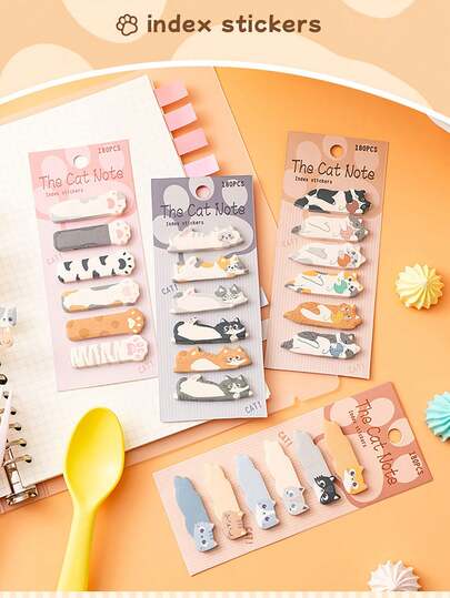 1 Pack Cute Cartoon Cat Sticky Notes, Index Stickers, Categorizing Stickers, Student Memo, Sticky Notes, Memo Stickers, Gift For Students, Families, Classrooms, Schools And Offices, Back To School Stationery