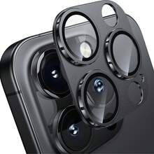 1pc Camera Lens Protector Compatible With Iphone 11 12 13 14 15 16 Pro Max ,Tempered Glass,9H Hardness,Ultra HD,Anti-Scratch,Easy To Install,Case Friendly [Does Not Affect Night Shots] - Black - View 17