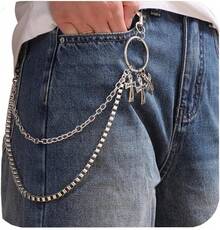 Jean Chain Belt For Men&Women, Pocket Chain Goth Punk Chain Belt Chain Layered Chunky Pants Chain And Vintage Hip Hop Wallet Chain Jewelry Accessory For Women Men - Cross7 - 查看 7