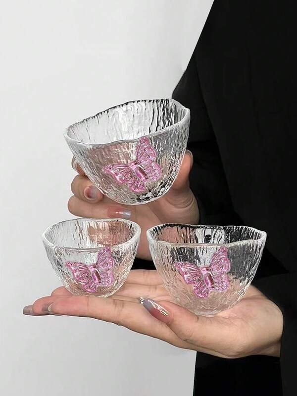 1pc/2pcs Unique Bow-Tie Japanese Style Dessert Cup, Cute Girly Nest Yogurt Cup, Premium Bow-Tie Glass Bowl, Elegant Afternoon Tea Cup