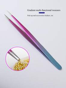 1pc Ombre Color Pointed Tweezer, Multi-Purpose Nail Art Tool For Picking Up Nail Stickers And Accessories