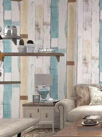 1 Roll Blue & White Self-Adhesive Removable Vinyl Wallpaper, Suitable For Office, Living Room, Dining Room, Bathroom, Bedroom, Commercial & Residential Walls, Dorms, Shops, Kitchens, Bathrooms, Furniture Renewal, Desktops, Cabinets, Waterproof, Dirt-Resistant, Sound-Absorbing, Luxury Flat Sticker, Convenient For Home Decor, TV Background Wall Sticker, Cabinets, Vanity, Home Decoration