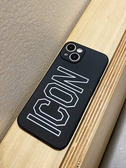 1 pezzo Custodia protettiva in TPU con copertura completa, con icona e testo neri cool, anti-caduta, compatibile con 13 14 15 Pro Max, 16 16 Pro 16 Pro Max 16 Plus 16e, 11 12 Pro Max, X XR XS Max, 7 8 Plus, 13 Mini 12 Mini, 6 Plus, 11 Pro Max, 4 Pro, 14 Plus, 15 Plus, alla moda, anti-graffio, anti-urto