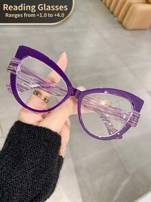 LiMiaoMiao 1 件超大猫眼老花镜，男女适用，复古风格，透明镜片，电脑/老花镜，放大倍数 +1.0 至 +4.0 - 透明 - 查看 22