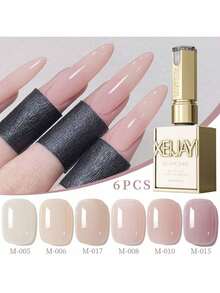XEIJAYI 6Pcs 15ML Gentle And Transparent Gel Nail Polish Gel Color Long-Lasting Nail Gel Soak Led/UV Gel Nail Polish Nail Art Nail Salon Home Gift For Women - Multicolor - View 13